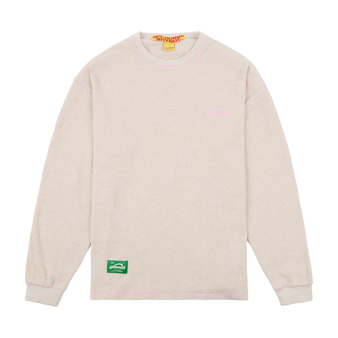 OW54TRU07 ofcoursewhynot Waffle Cozy Long Sleeve Tee_Oatmeal