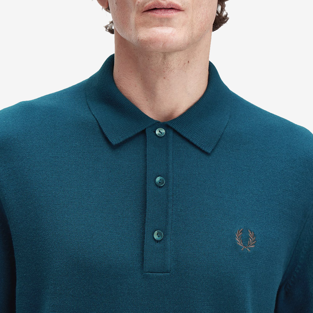 프레드페리 롱 슬리브 클래식 니트 셔츠 다크페트롤(Fred Perry Long Sleeve Classic Knitted Shirt Dark Petrol) - 4
