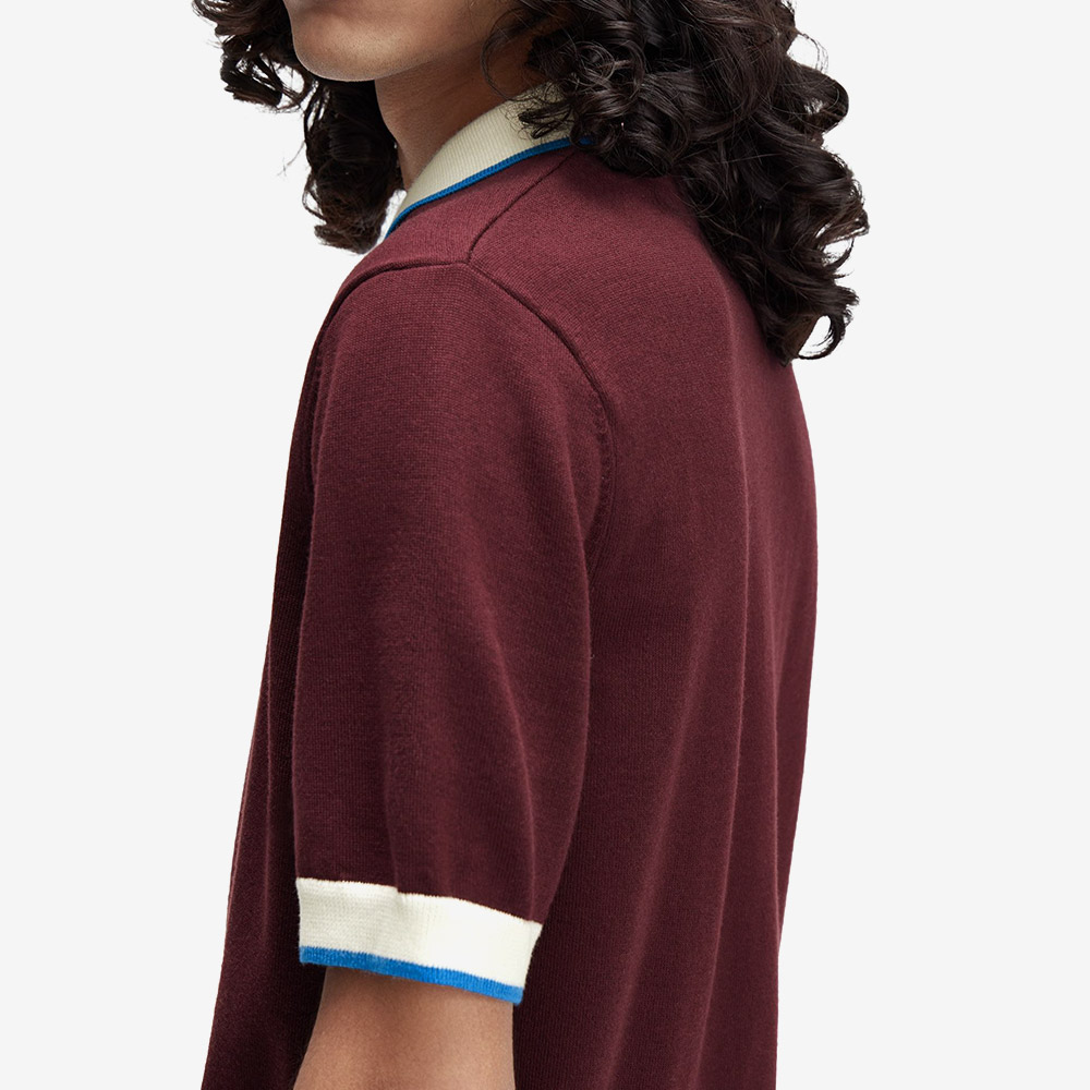 프레드 페리 컨트라스트 팁 니트 셔츠 옥스블러드(Fred Perry Contrast Tipped Knitted Shirt Oxblood) - 5