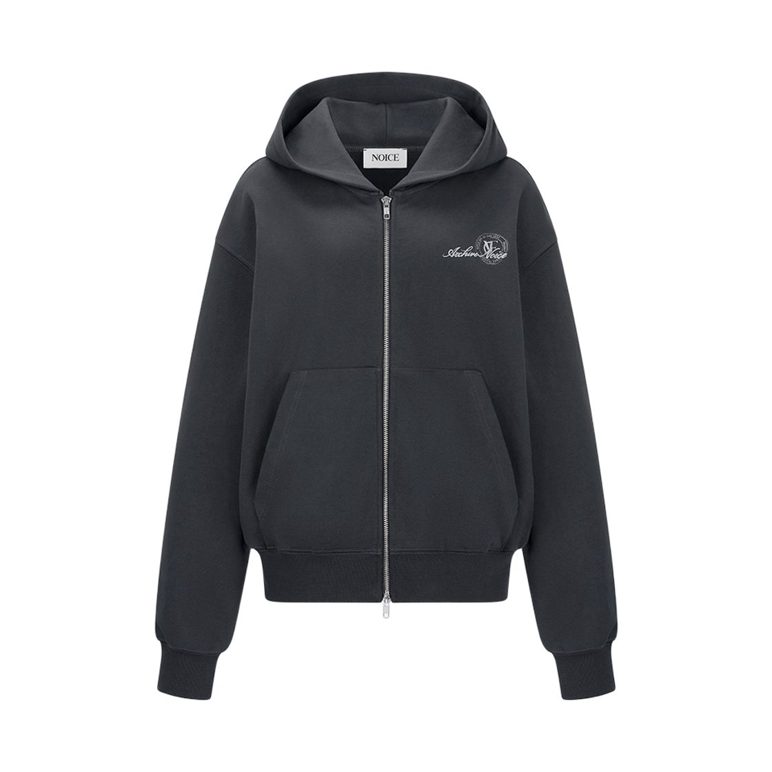 노이스 스탬프 지퍼 후디 다크 그레이
