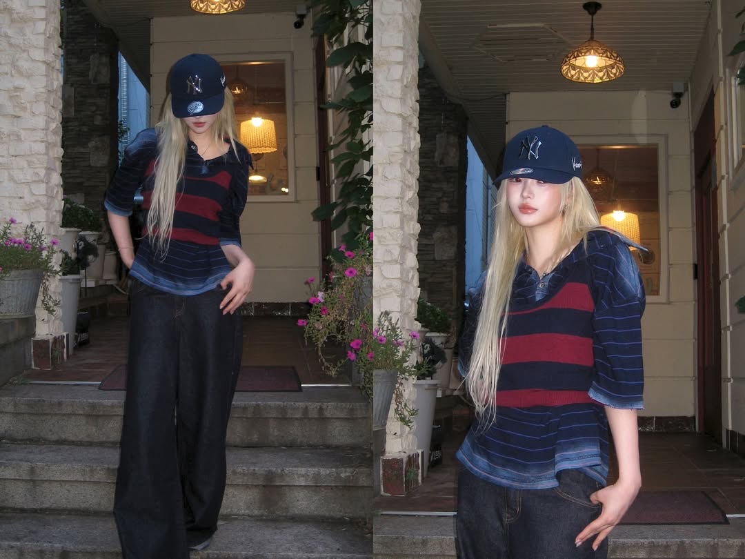 MLB Karina Exclusive Structured Ball Cap New York Yankees Navy 착용 스타일 - 8