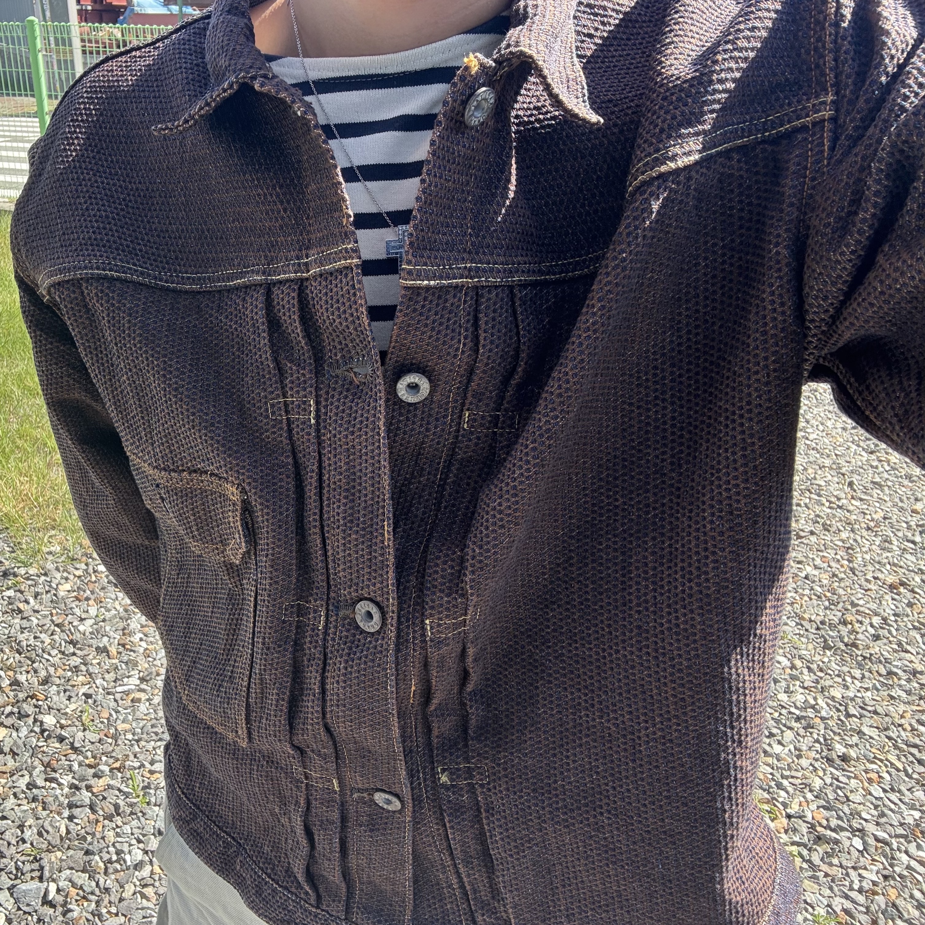 Kapital Century Denim 1st Jacket N5S Brown 착용 스타일