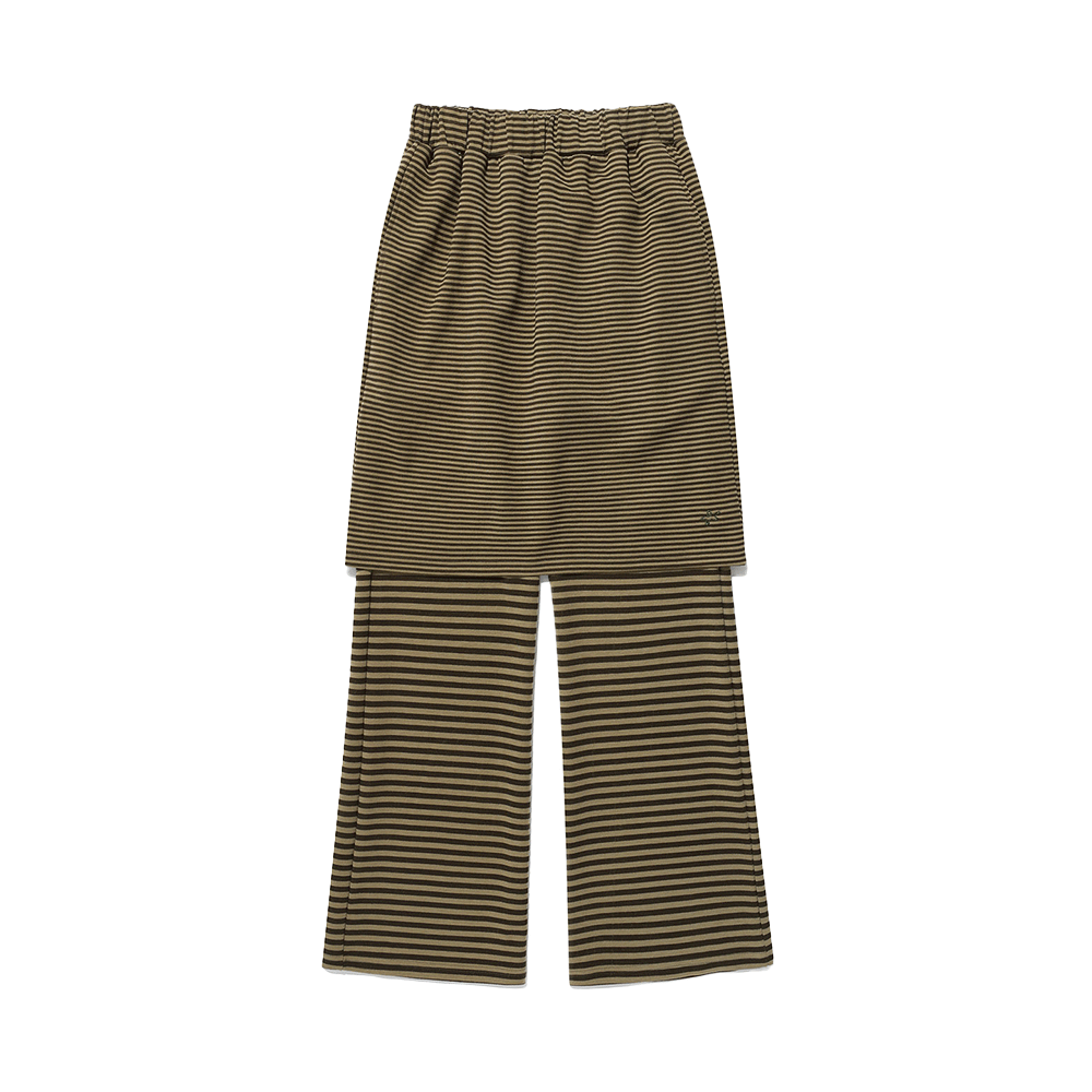 이스트쿤스트 스트라이프 미디 레이어드 스커트 팬츠 카키(ISTKUNST Stripe Midi Layerd Skirt Pants Khaki)