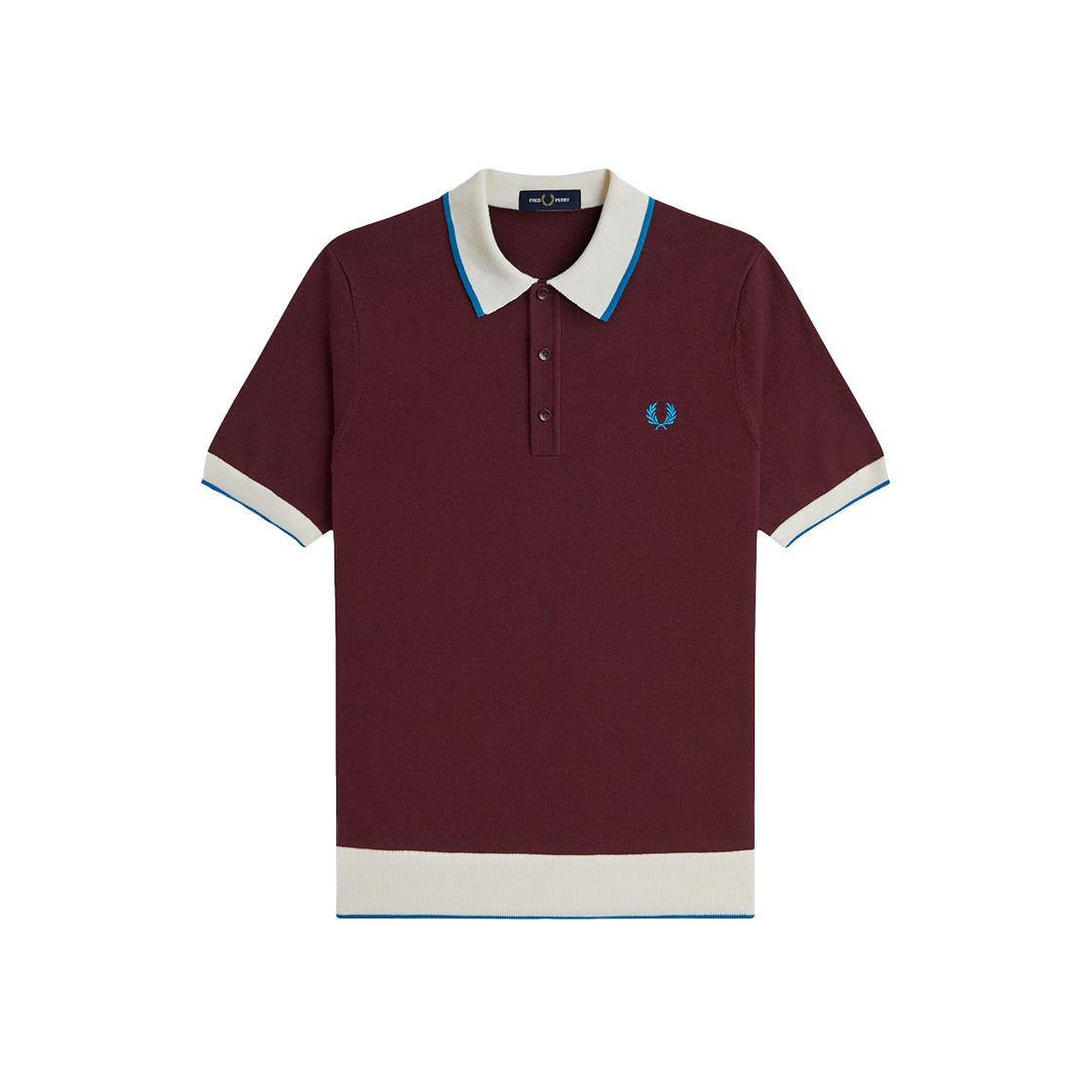 프레드 페리 컨트라스트 팁 니트 셔츠 옥스블러드(Fred Perry Contrast Tipped Knitted Shirt Oxblood) - 1