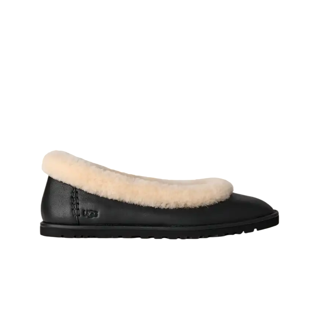 (W) 어그 조라 레더 발레 플랫 블랙((W) UGG Zora Leather Ballet Flat Black) - 1