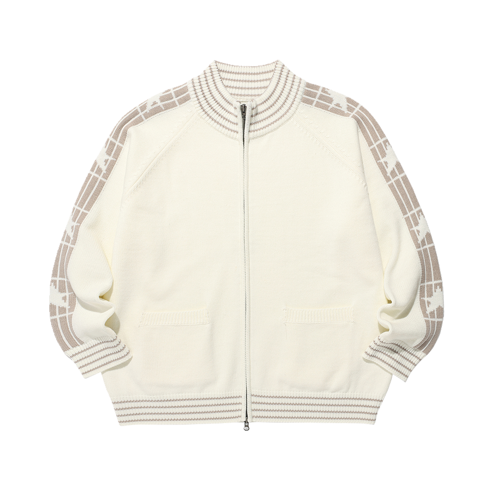 이스트쿤스트 스타 트랙 니트 집업 아이보리(ISTKUNST Star Track Knit Zip Up Ivory)