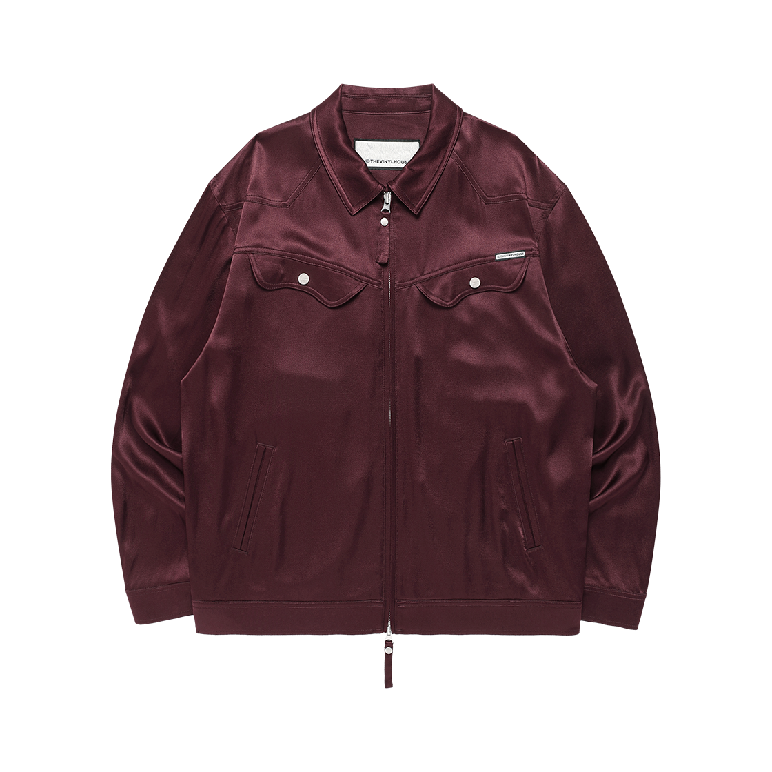 더바이닐하우스 새틴 카라 싱글 자켓 버건디