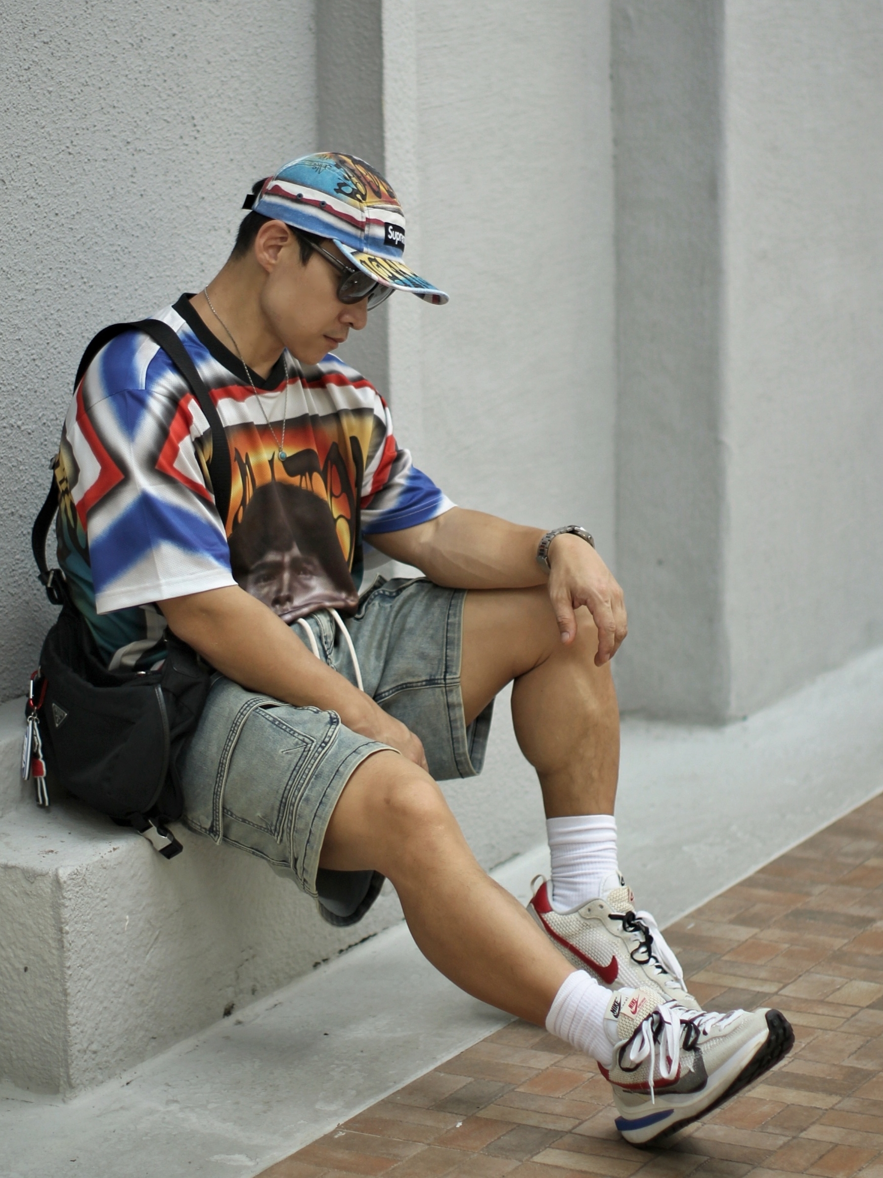 Supreme Maradona Soccer Jersey Multicolor - 24SS, Supreme Maradona Camp Cap Multicolor - 24SS 착용 스타일 - 1