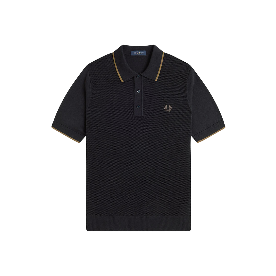 프레드 페리 피케 스티치 니트 셔츠 블랙(Fred Perry Pique Stitch Knitted Shirt Black)