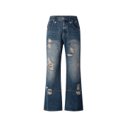 Thevinylhouse Destroyed Boots Cut Denim Pants Blue