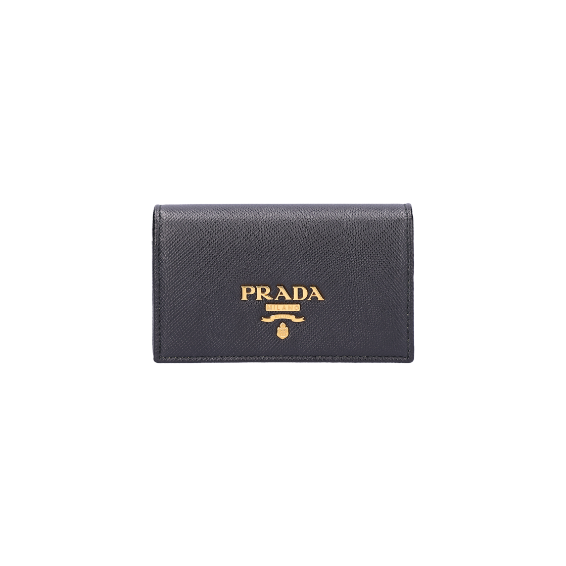 ITLBBJCVF7JG Prada Triangle Logo Card Wallet in Black Saffiano Leather