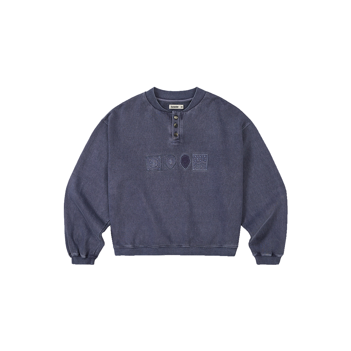 카락터 심볼릭 버튼 스웻셔츠 빈티지 네이비(Karactor Symbolic Button Sweatshirt Vintage Navy)