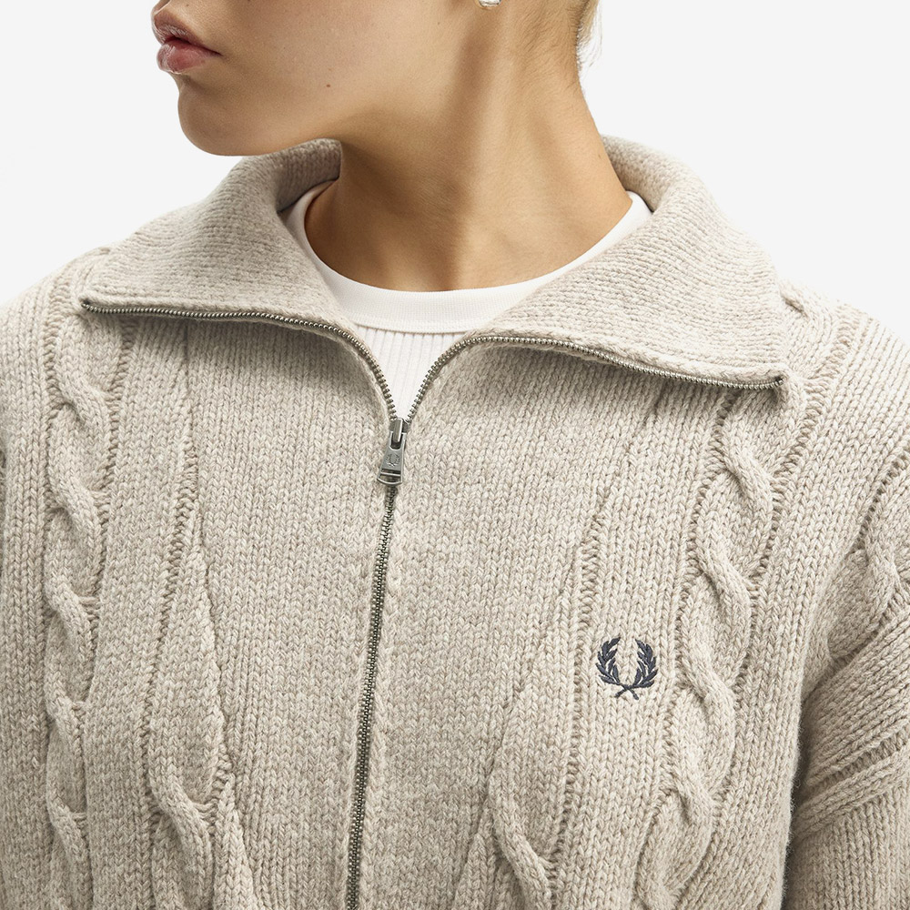 프레드 페리 우먼스 하프 집 케이블 니트 웜오트말(Fred Perry Womens Half Zip Cable Knit Warm Oat Marl) - 5