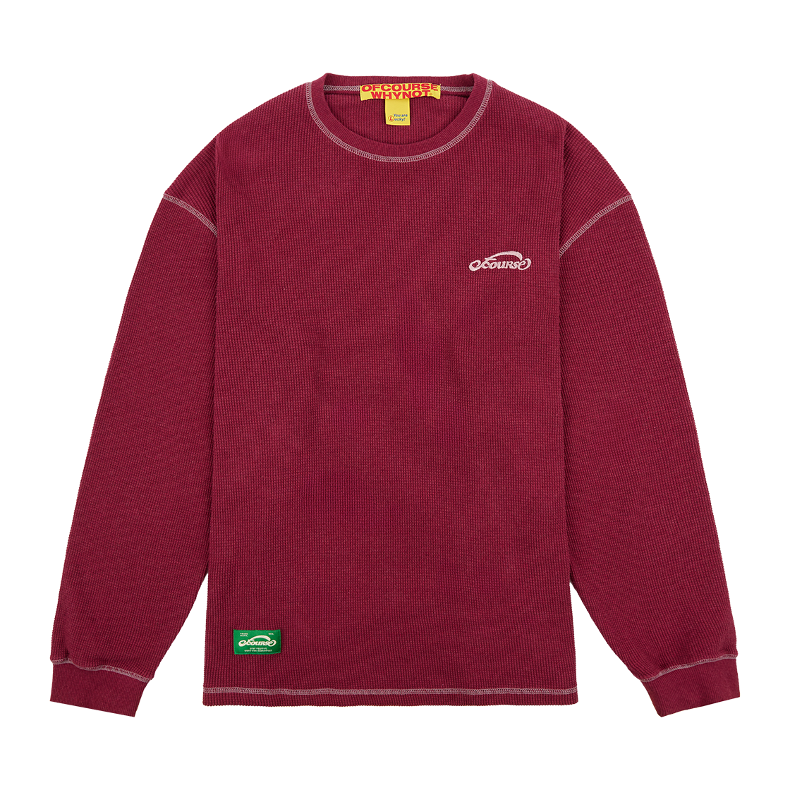 OW54TRU07 ofcoursewhynot Waffle Cozy Long Sleeve Tee_Wine