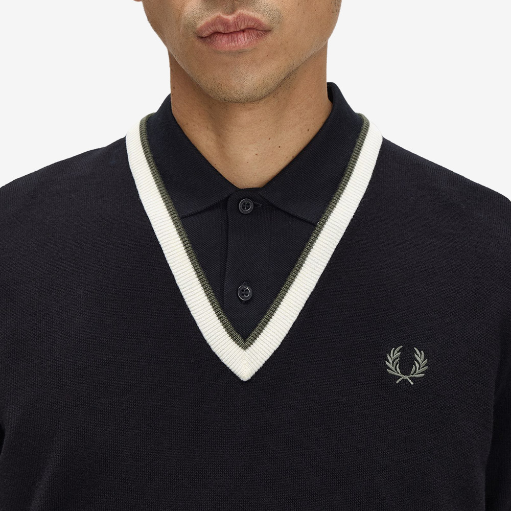프레드 페리 컨트라스트 팁 니트 블랙(Fred Perry Contrast Tipped Knit Black) - 5