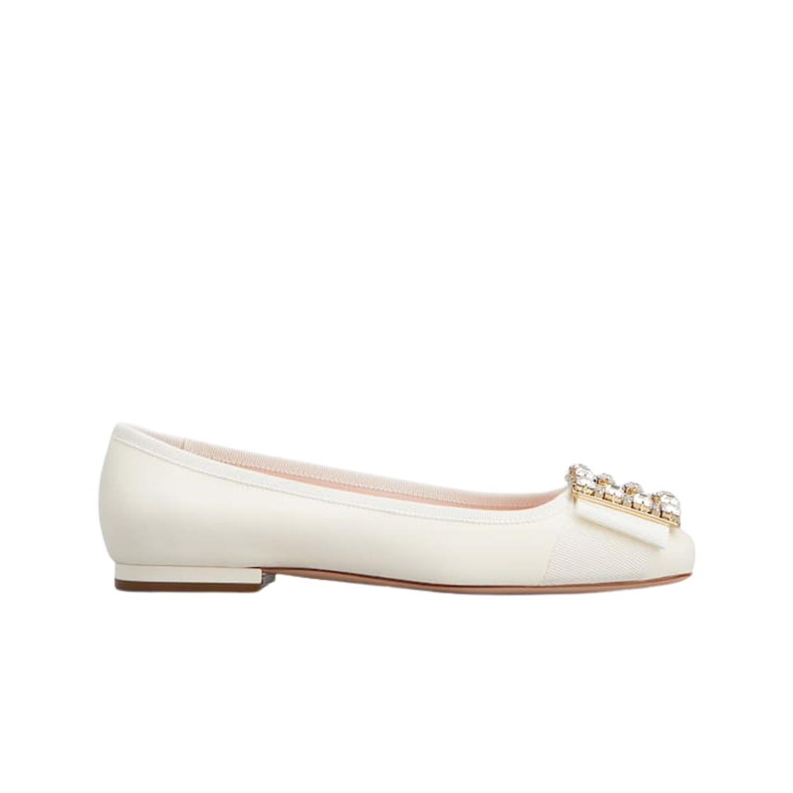 (W) 로저 비비에 트레 비비에 스트라스 버클 발레리나 플랫 오프 화이트((W) Roger Vivier Tres Vivier Strass Buckle Ballerinas Flats Off White) - 1
