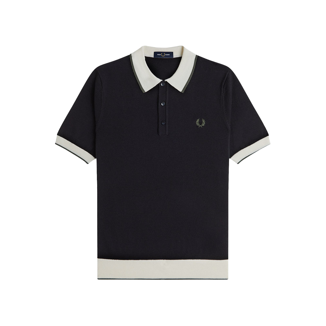 프레드 페리 컨트라스트 팁 니트 셔츠 블랙(Fred Perry Contrast Tipped Knitted Shirt Black)