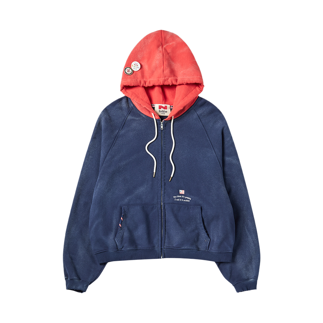 NV25FAHZ01NV N ARCHIVE Worn Art Detail Hood Zip-Up Navy