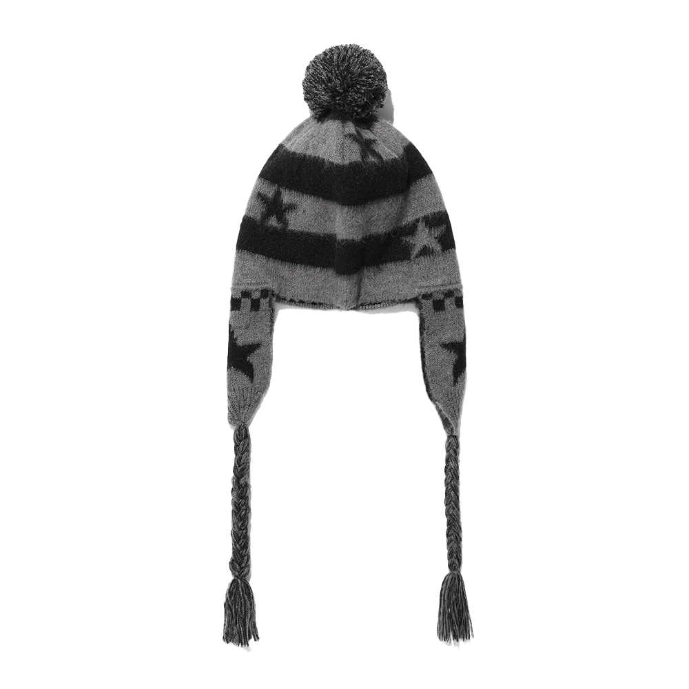 IK2FFMAB22ABK ISTKUNST Star Stripe Earflap Beanie Black