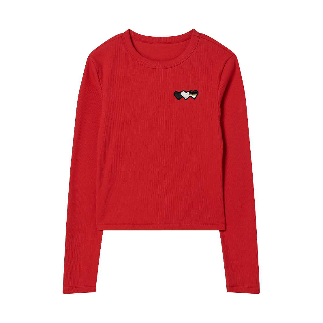 RG_25_FA1_LS_07_03 Rogin N Rosie Heart Wappen Basic Long Sleeve Red