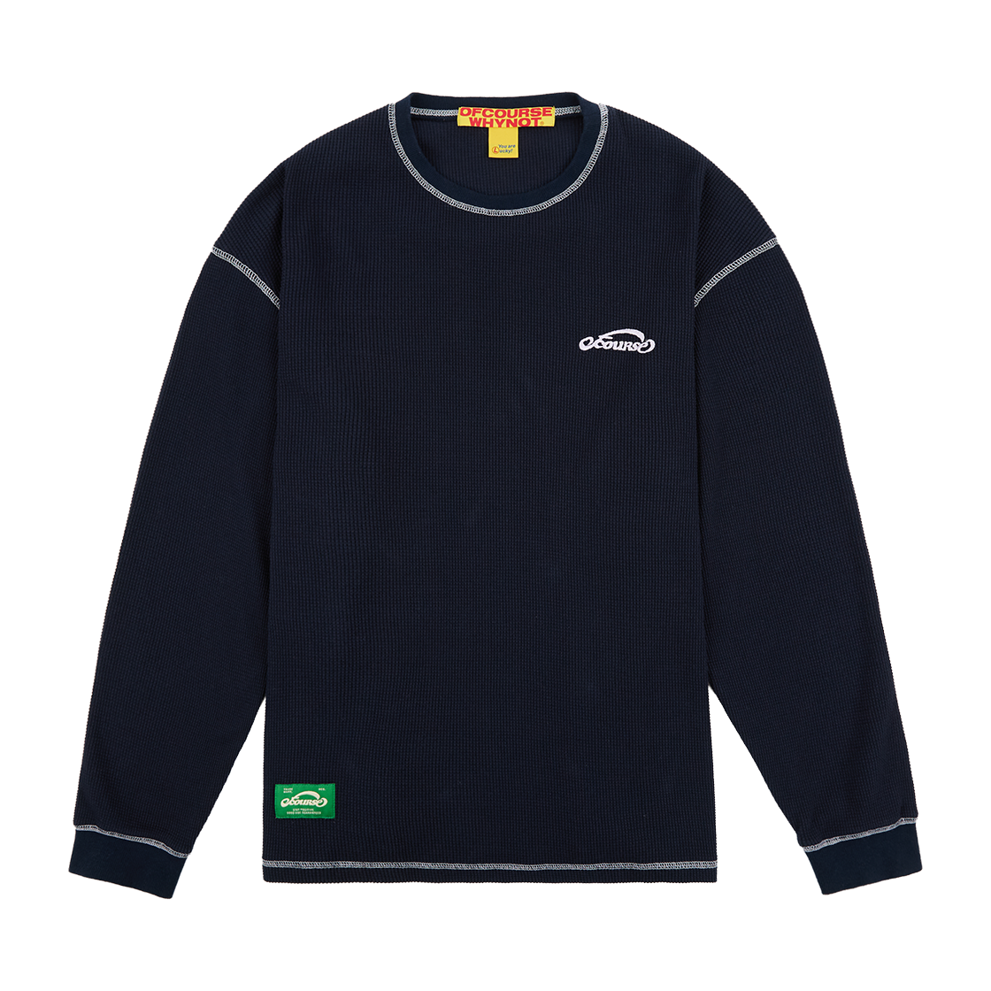 오브콜스와이낫 와플 코지 롱 슬리브 티셔츠_네이비(ofcoursewhynot Waffle Cozy Long Sleeve Tee_Navy)