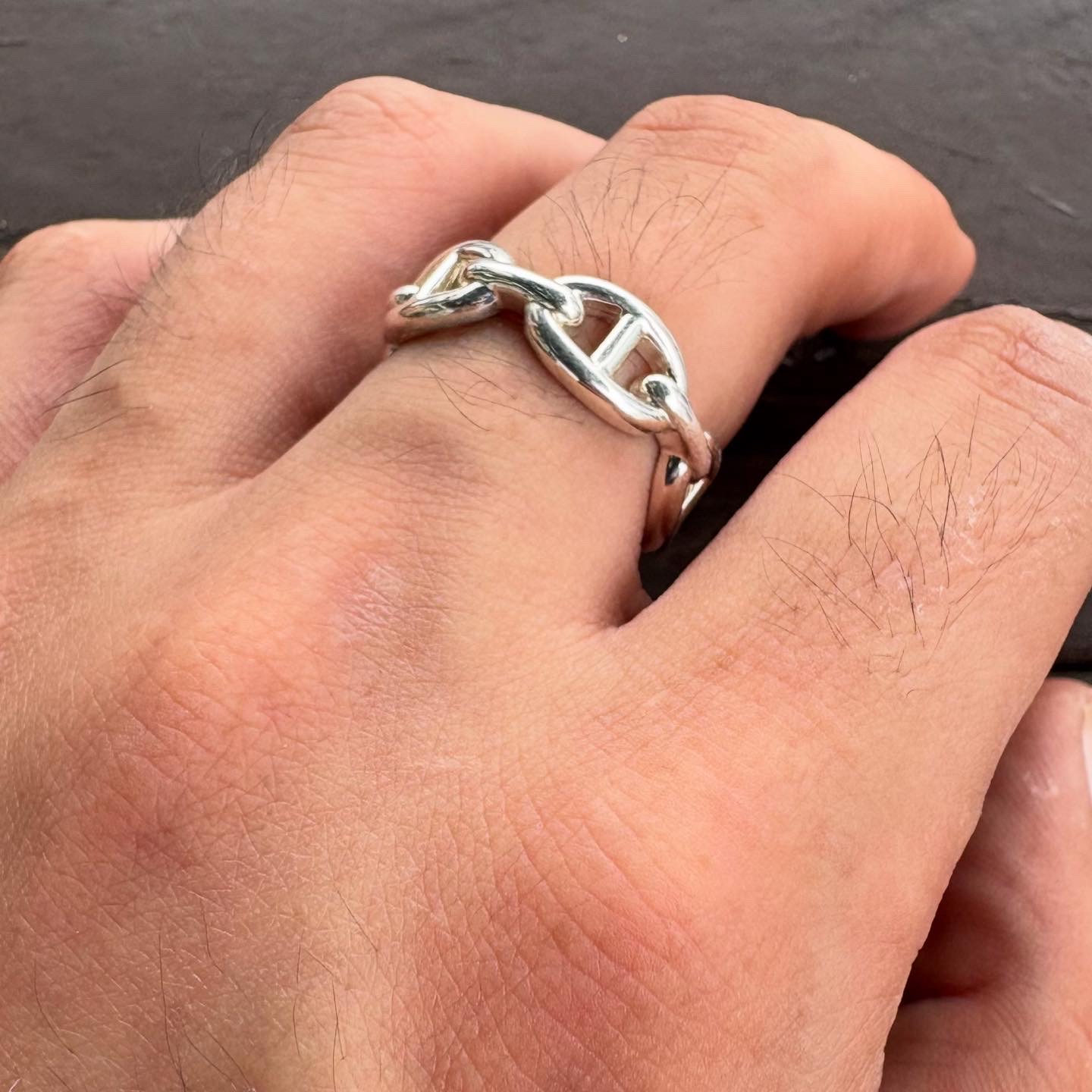 (W) Hermes Small Chaine D'Ancre Enchainee Ring Sterling Silver 착용 스타일