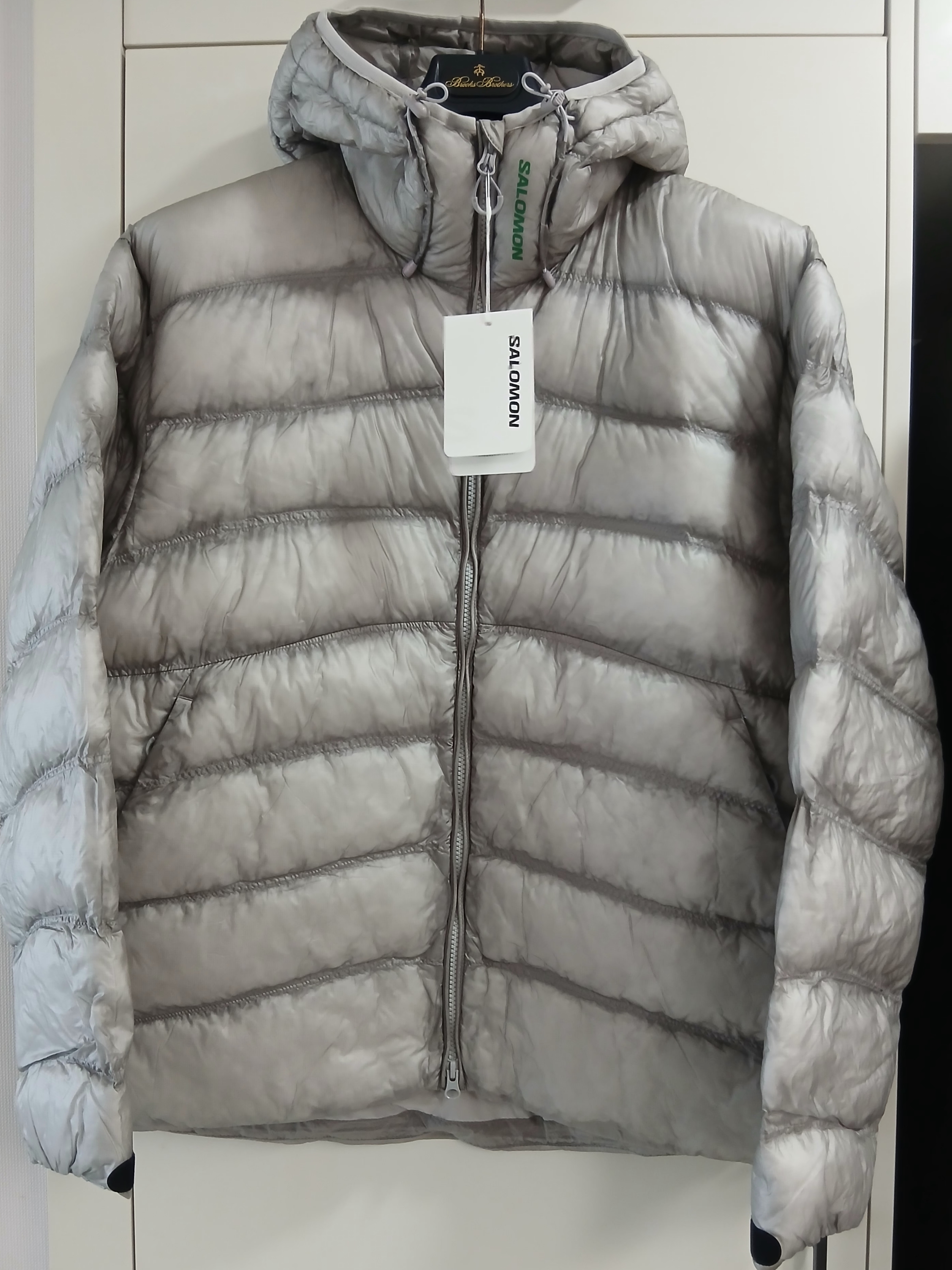 Salomon UNI Cross Insulation Jacket Light Grey 착용 스타일 - 1