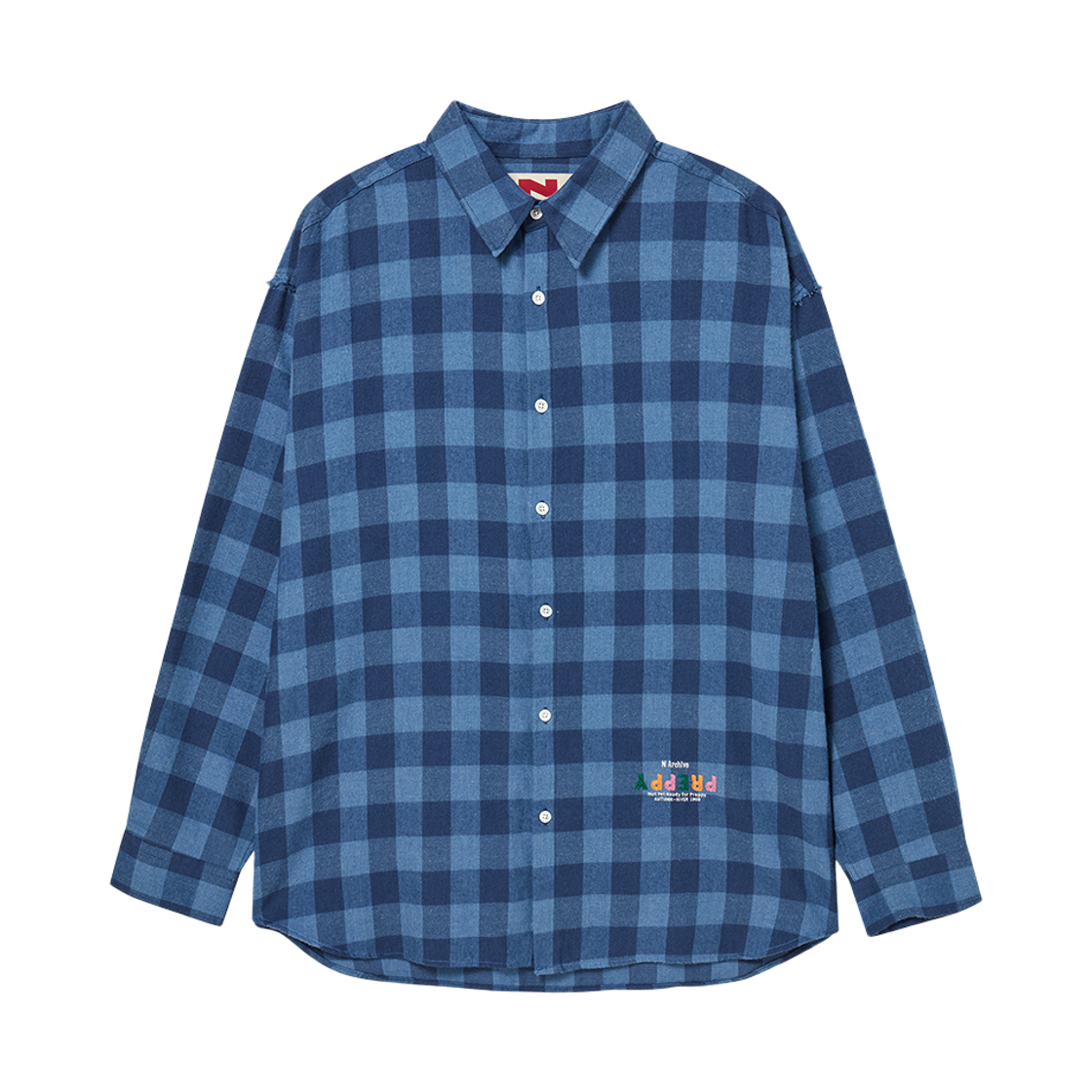 NV25FALS04BL N ARCHIVE Distressed Classic Check Shirt Blue