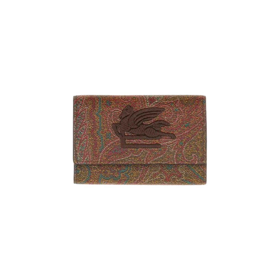 MP2H0001AA012M0019 Etro Paisley Jacquard Pegasus Card Wallet Brown