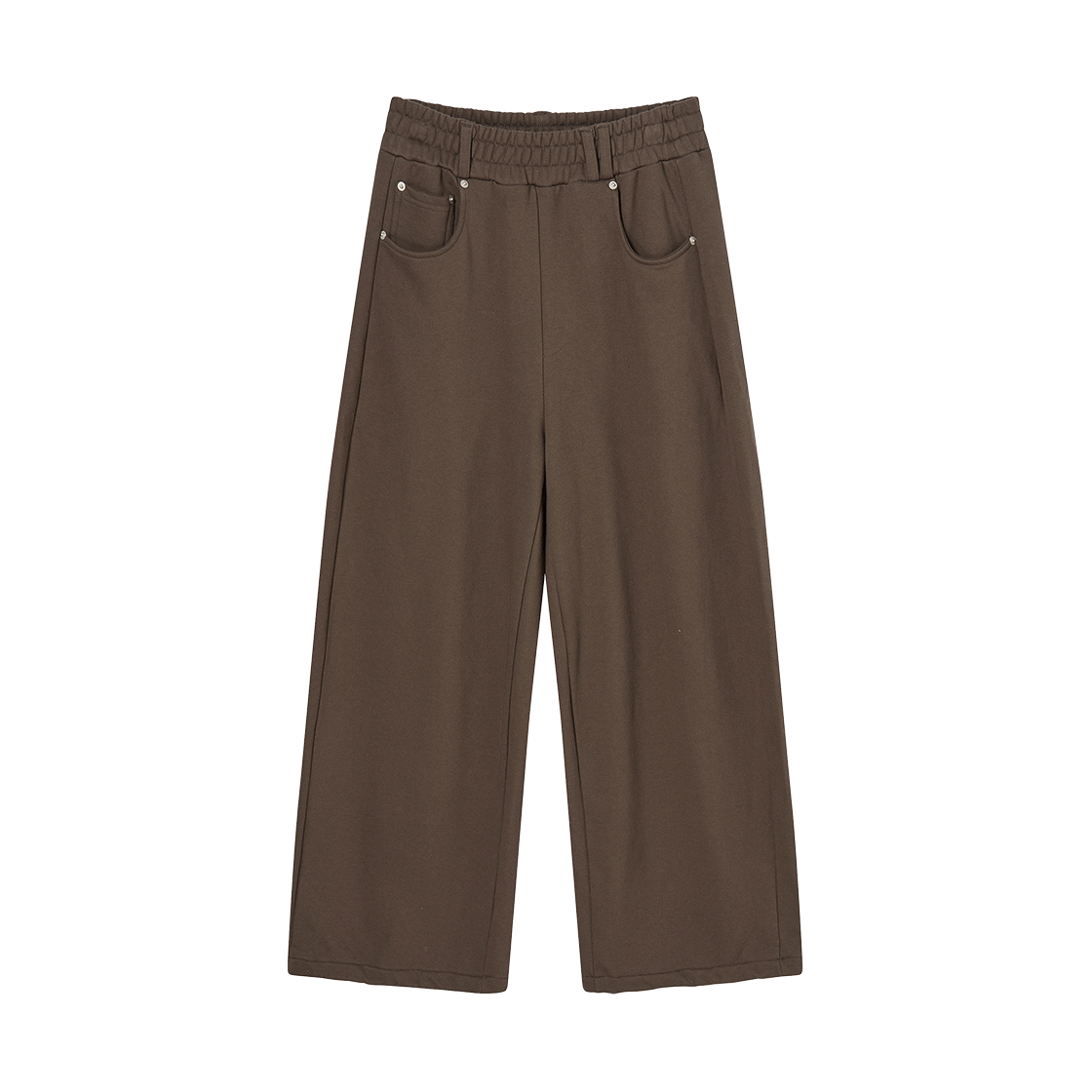 RG_25_FA1_PT_01_03 Rogin N Rosie Heart Logo Back Point Curved Sweat Pants Brown