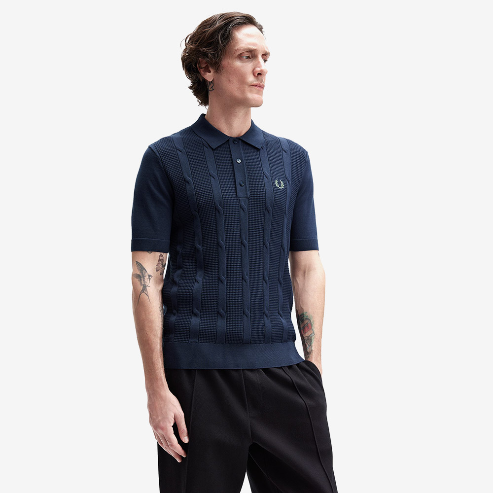 프레드 페리 텍스쳐드 케이블 니트 셔츠 다크 에어포스(Fred Perry Textured Cable Knit Shirt Dark Airforce) - 4