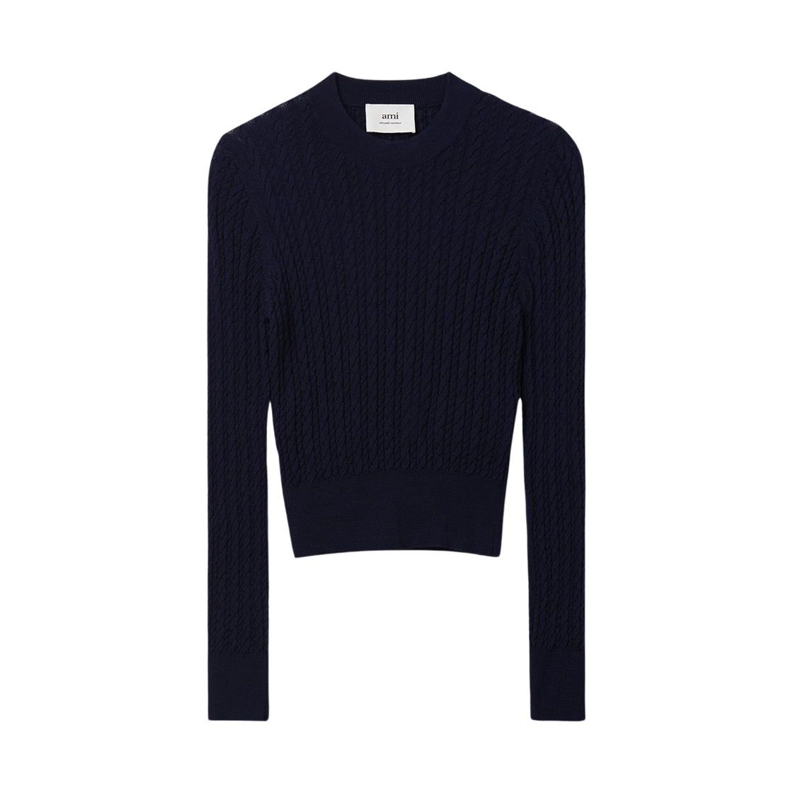 FKS013-KN0013-491 (W) AMI Merino Wool Cable Knit Navy