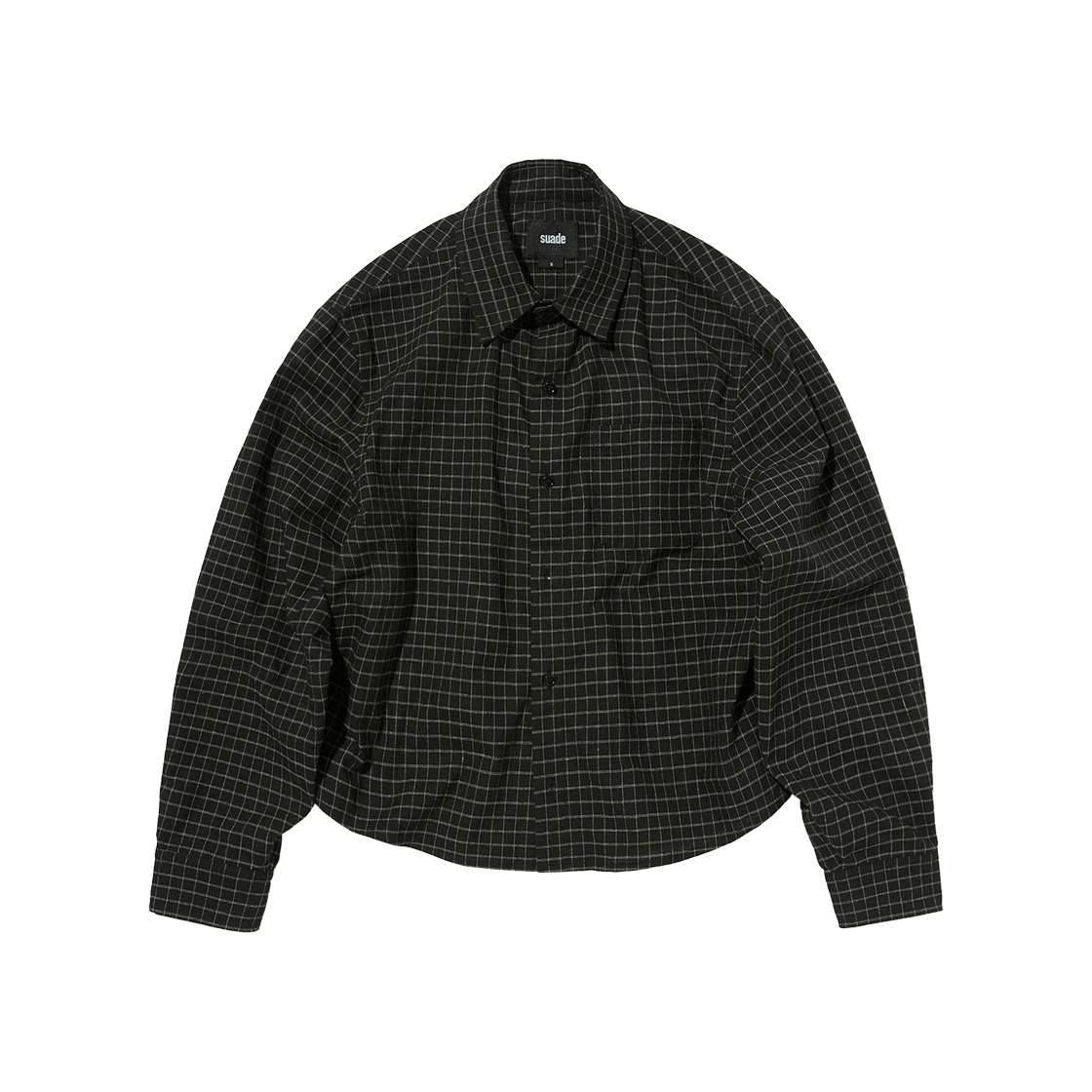 스웨이드 크롭 체크 셔츠 블랙(Suade Cropped Check Shirt Black)
