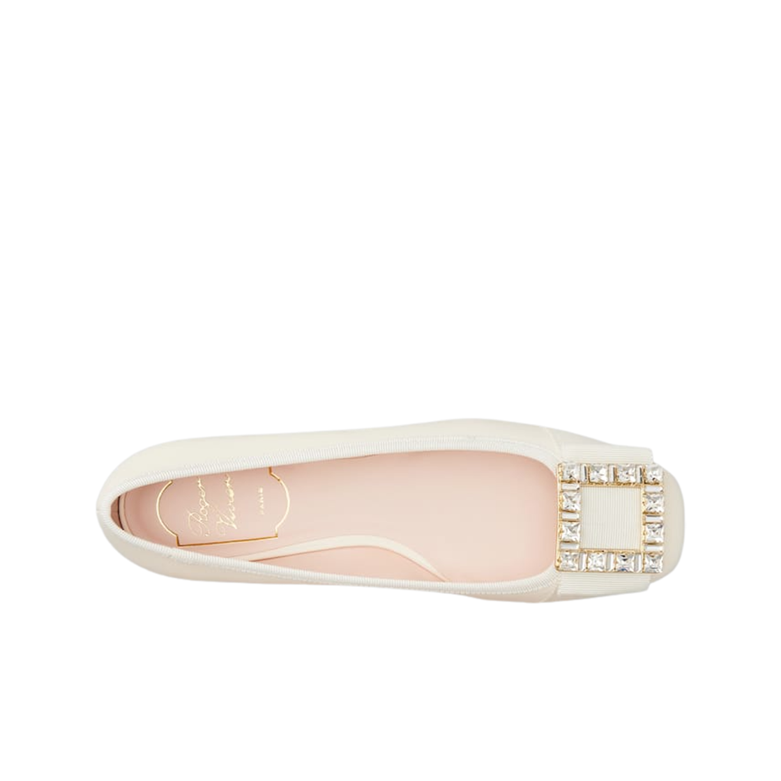 (W) 로저 비비에 트레 비비에 스트라스 버클 발레리나 플랫 오프 화이트((W) Roger Vivier Tres Vivier Strass Buckle Ballerinas Flats Off White) - 2