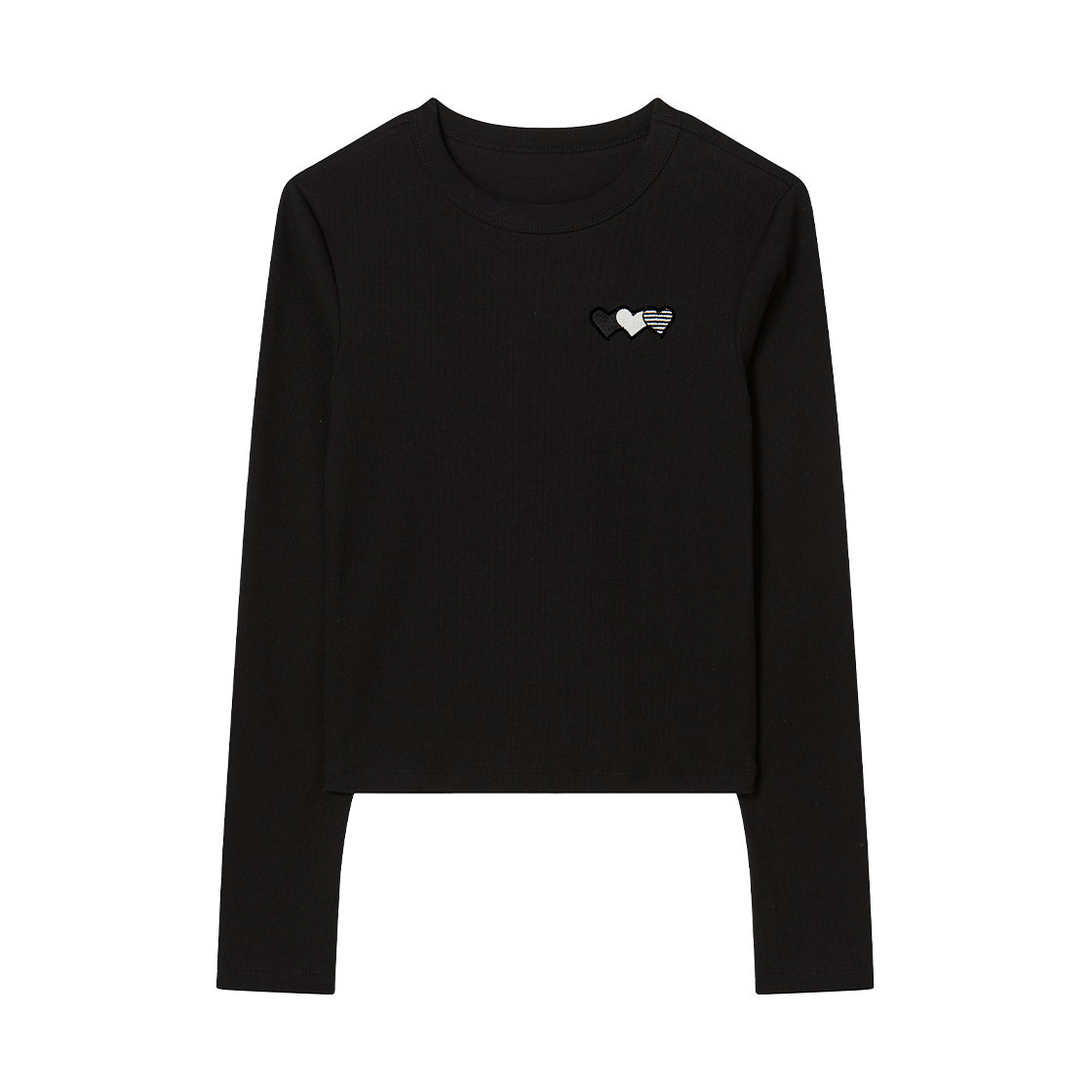 RG_25_FA1_LS_07_01 Rogin N Rosie Heart Wappen Basic Long Sleeve Black