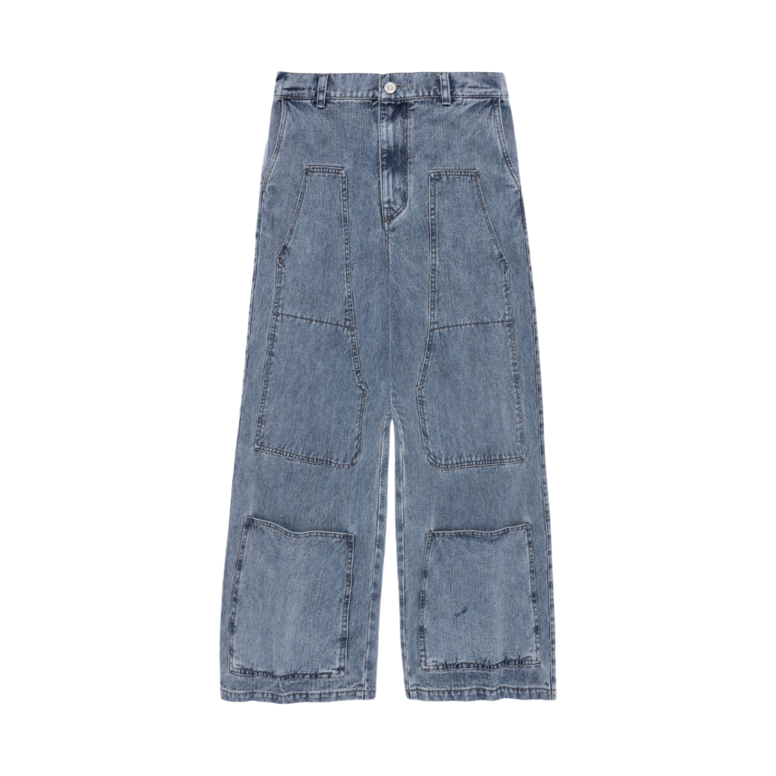 HEQFDDW602IDG eastserviceshop Double Patched Denim Pants Washed Indigo