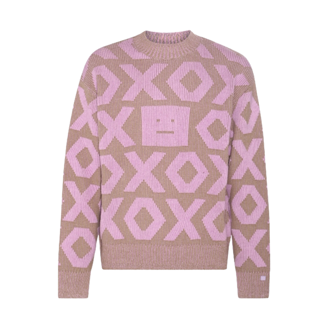 아크네 스튜디오 페이스 크루넥 니트 카키 베이지 스모키 퍼플(Acne Studios Face Crewneck Knit Khaki Beige Smoky Purple) - 1