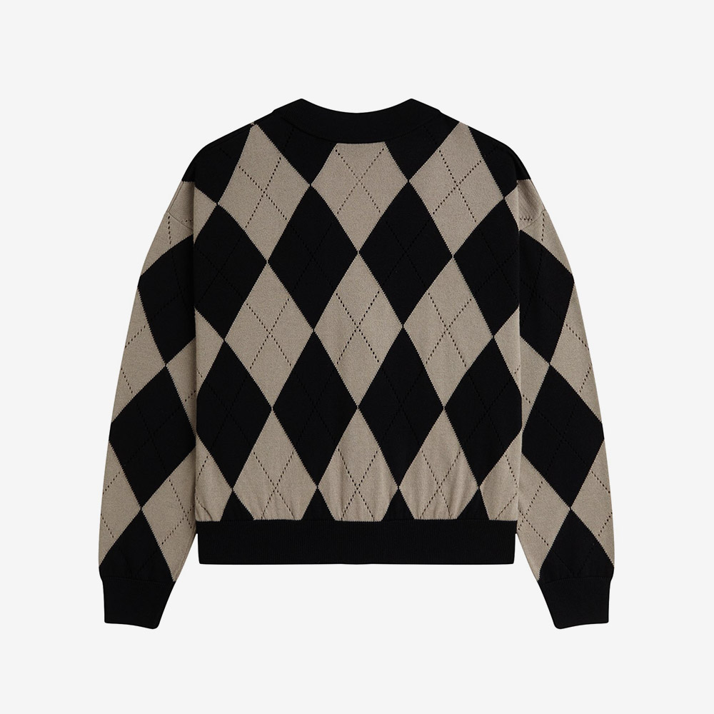프레드페리 우먼스 아가일 포인텔 가디건 블랙(Fred Perry Womens Argyle Pointelle Cardigan Black) - 6