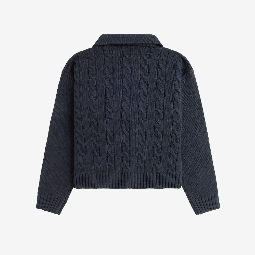 프레드 페리 우먼스 하프 집 케이블 니트 네이비(Fred Perry Womens Half Zip Cable Knit Navy Snow White) - 5