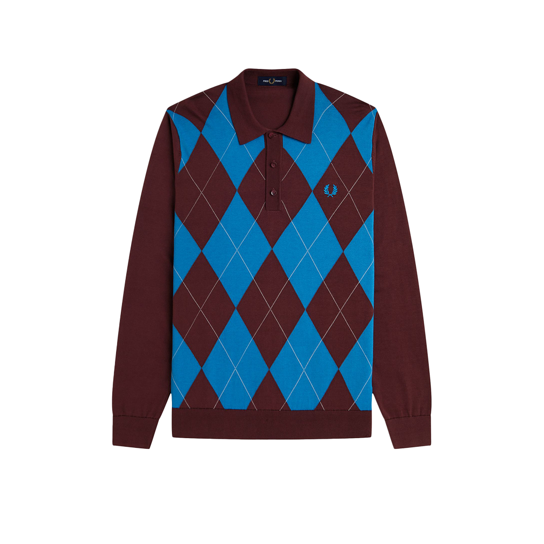 프레드 페리 아가일 롱슬리브 니트 셔츠 옥스블러드(Fred Perry Argyle L S Knitted Shirt Oxblood) - 1