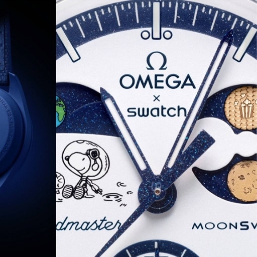 Swatch x Omega x Snoopy Bioceramic Moonswatch September’s Mission To Earthphase 42mm Moonshine Gold 착용 스타일 - 4