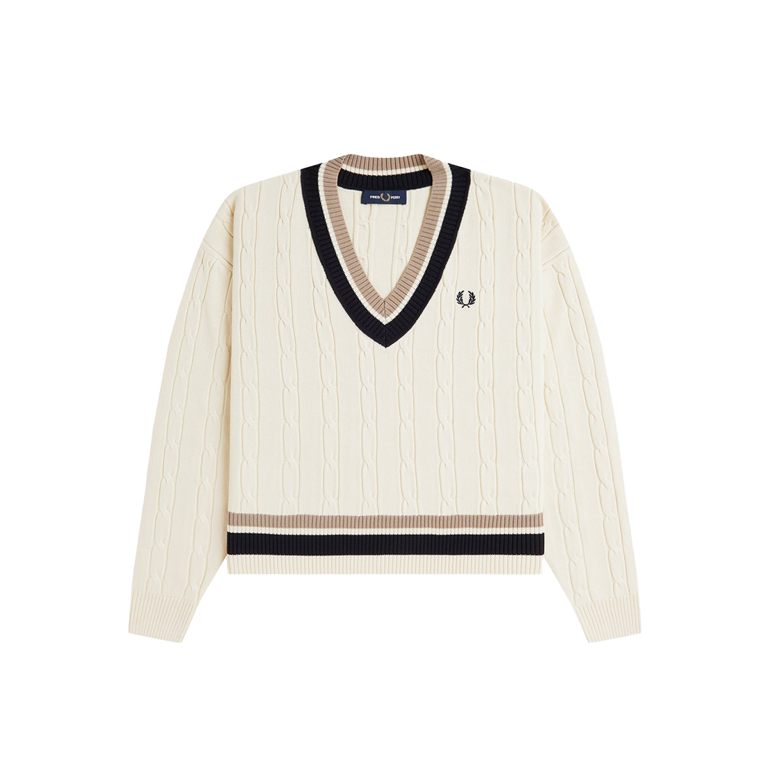 AFPF2531102-560 Fred Perry Womens Bold Tipped Cable Knit Ecru