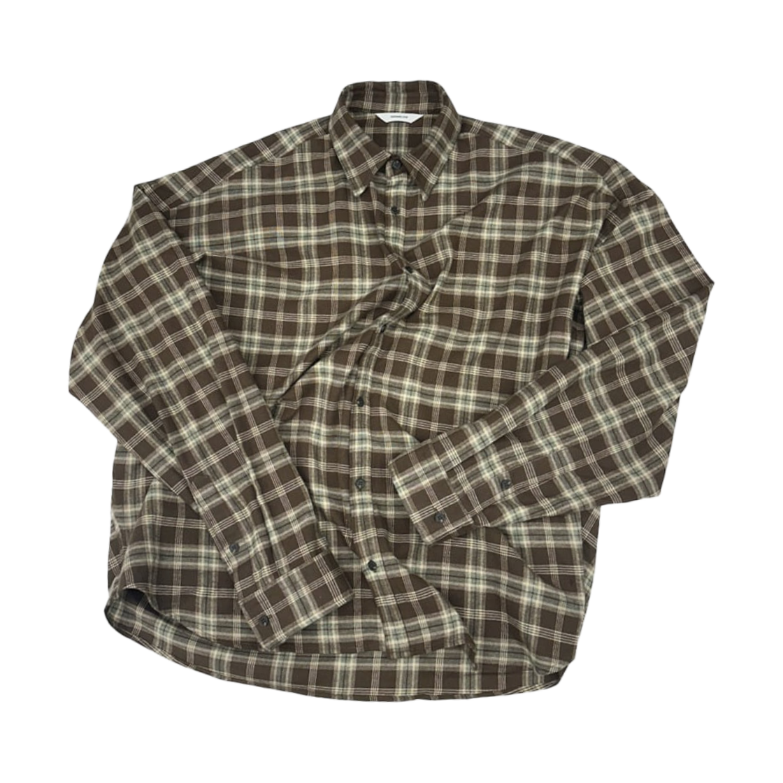 논노드 크롭 플렉시블 스트링 체크 셔츠 빈티지 브라운(Nonnod Cropped flexible string check shirt Vintage brown)