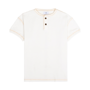 HEYSTE Washed Waffle Knit Henley Tee Ecru