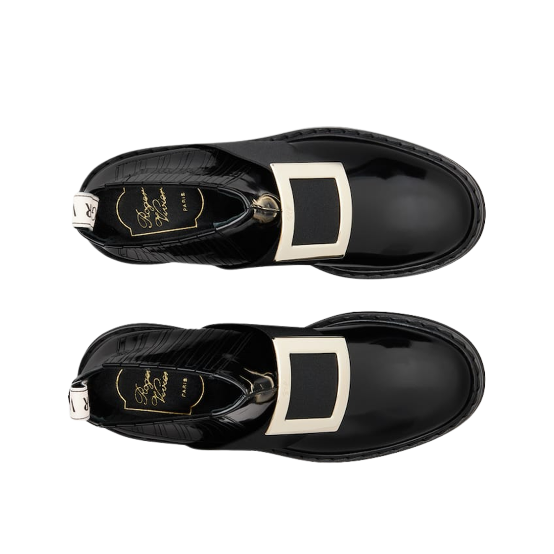 (W) 로저 비비에 비브 레인저스 레더 첼시 부티 블랙((W) Roger Vivier Viv Rangers Chelsea Booties in Leather Black) - 2