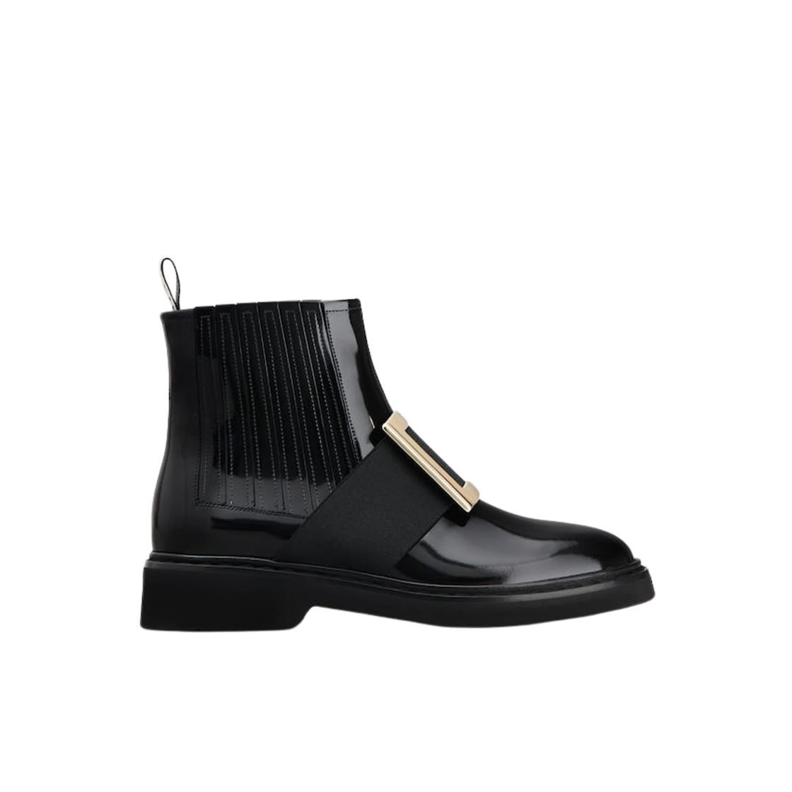 (W) 로저 비비에 비브 레인저스 레더 첼시 부티 블랙((W) Roger Vivier Viv Rangers Chelsea Booties in Leather Black)