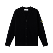 Stone Island 5100065 Light RWS Geelong Wool Cardigan with Reverse Stitch Details and Button Fastening Black - 25FW
