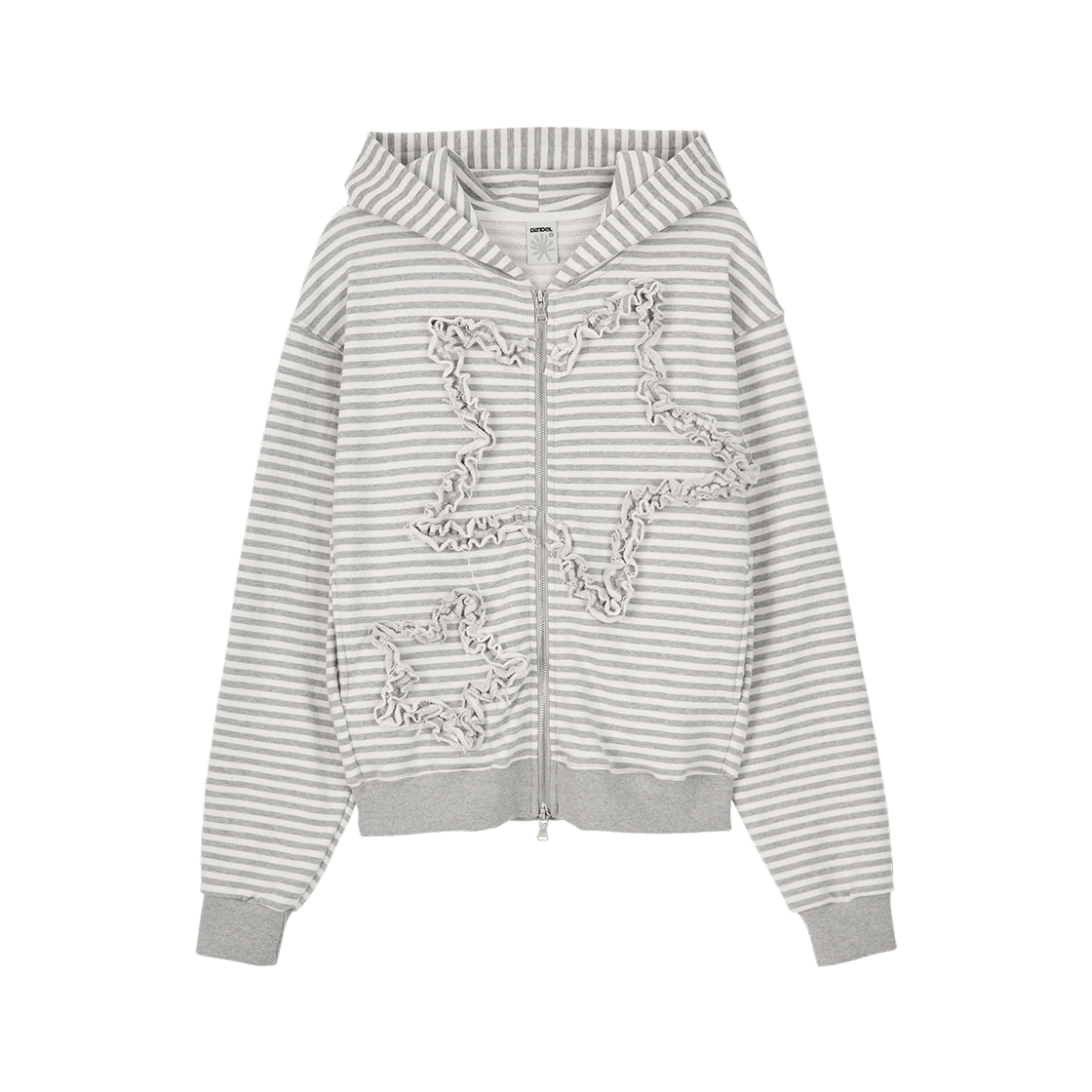 DD25FLOT-001 DANDEL Star Ruffle Stripe Hoodie Zip-Up Ivory