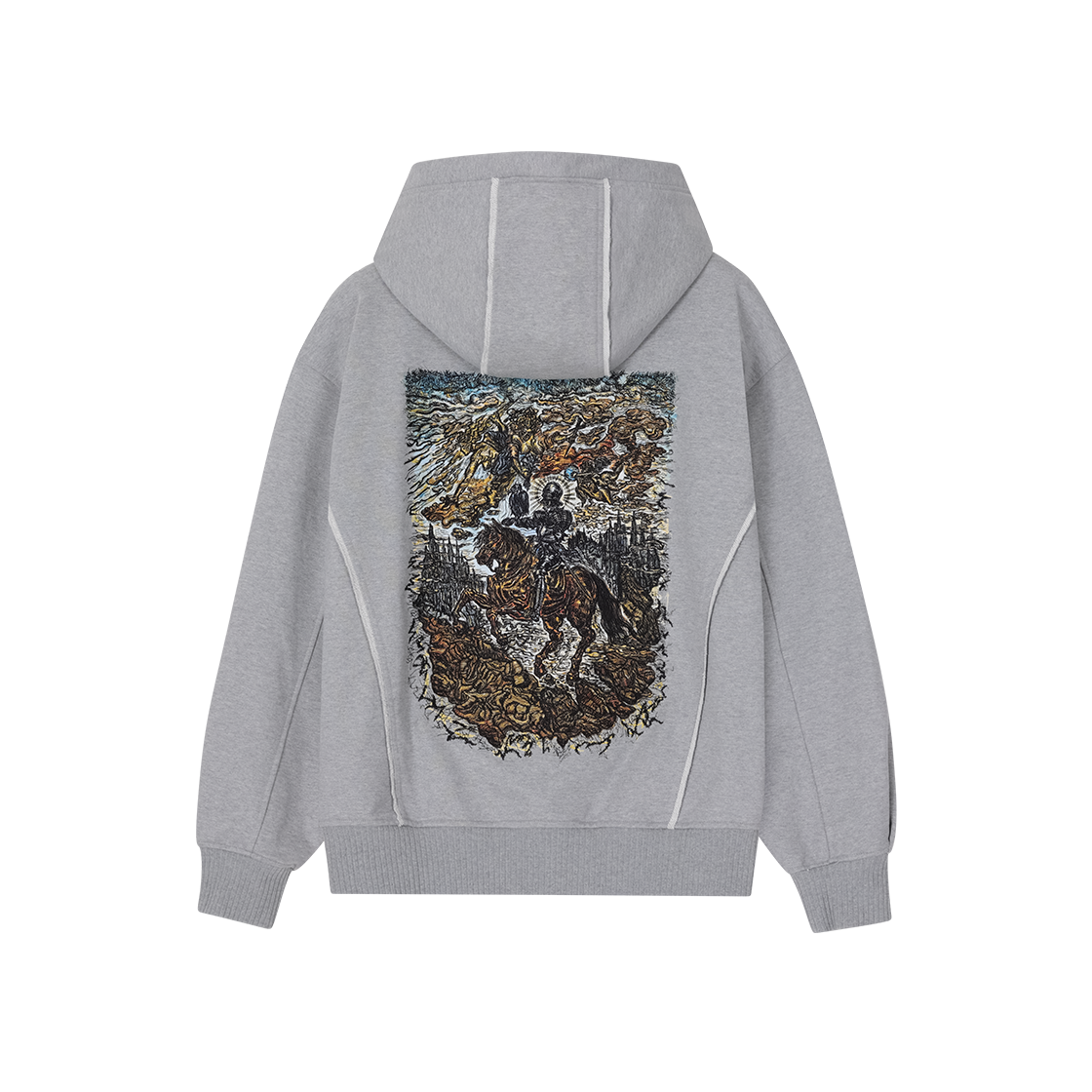 SH5TS718MG SONGZIO COLLECTION Knight Embroidered Hood Melange Grey
