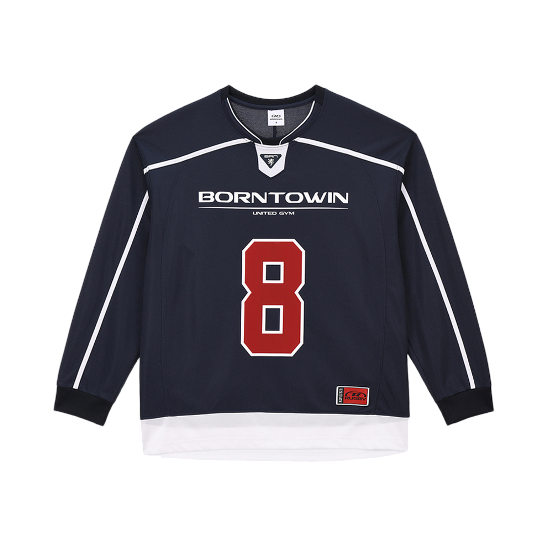 본투윈 라인 테이핑 럭비 롱슬리브 네이비